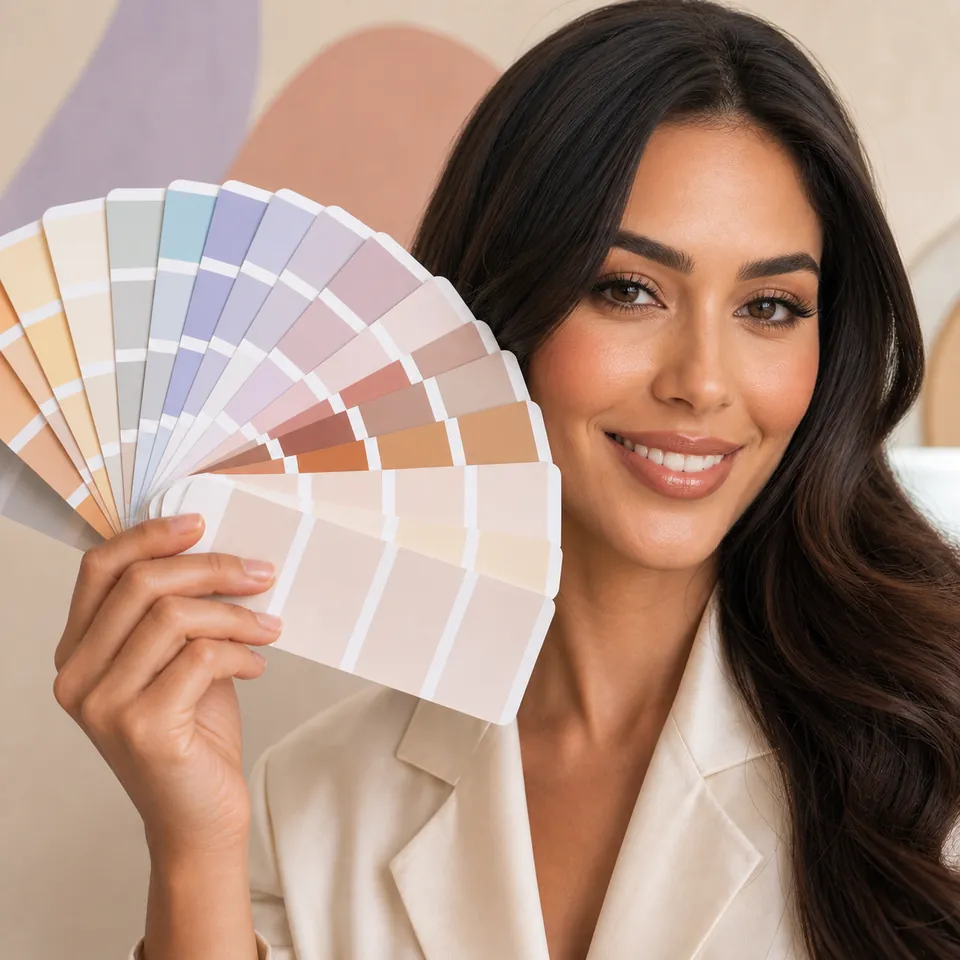 Woman holding a personal color palette