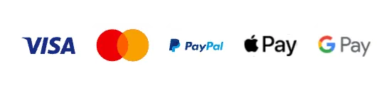 Visa, Mastercard, PayPal, Apple Pay and Google Pay